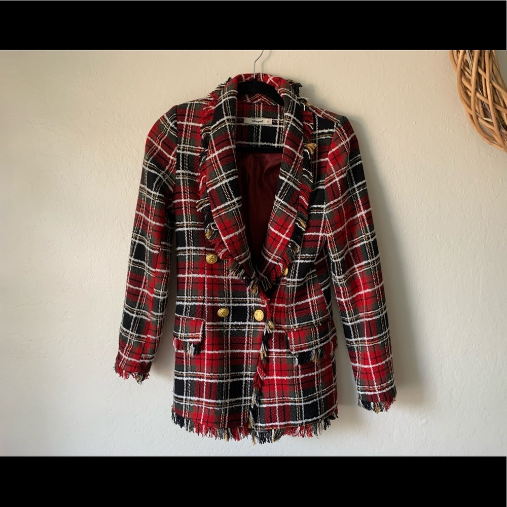 Plaid Blazer Jacket S-XS